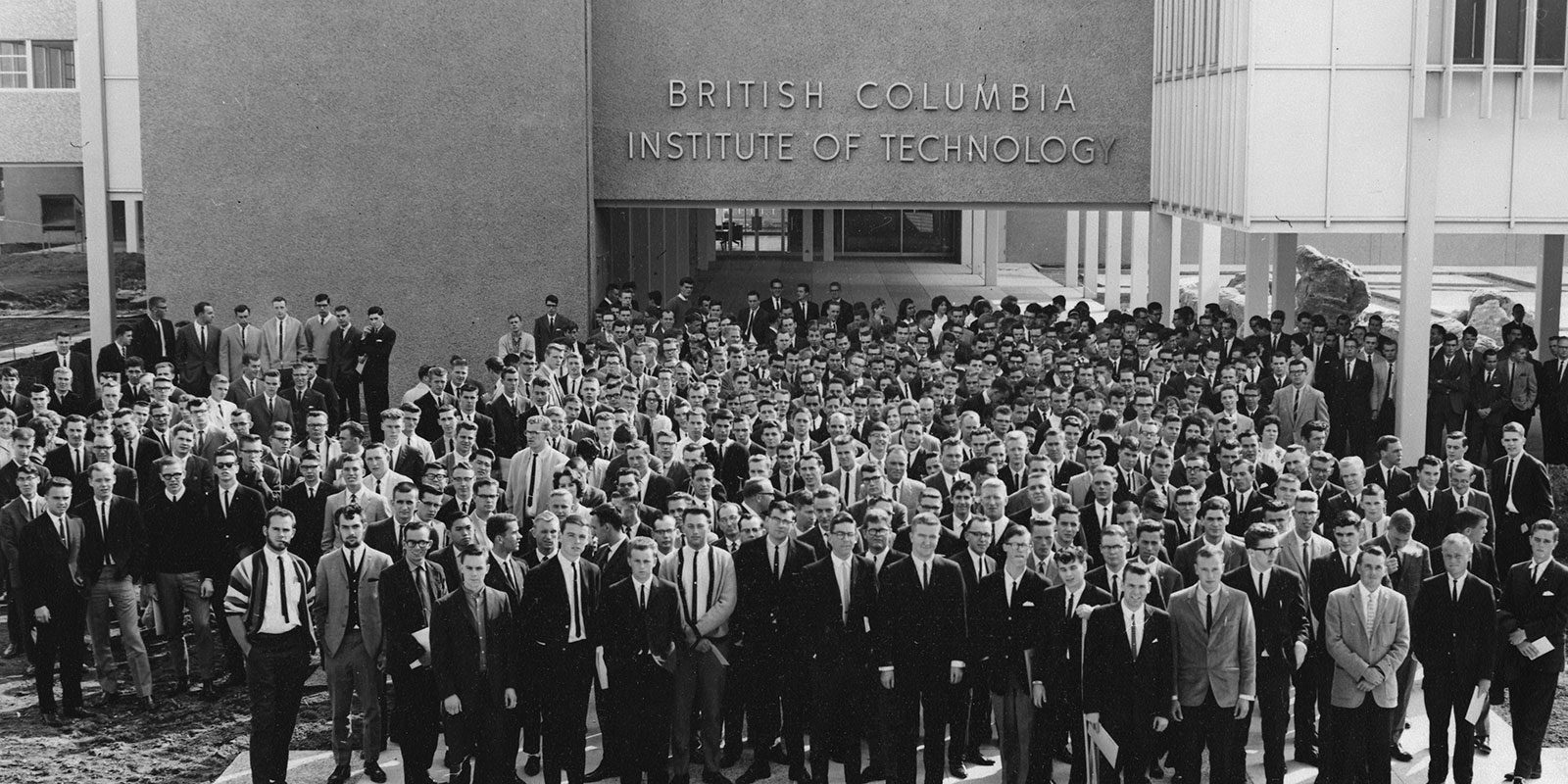 Historical photo of BCIT's first graduating class of 1964.