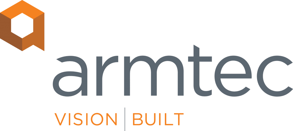 Armtec logo, which is an orange hexagon shape above the words
