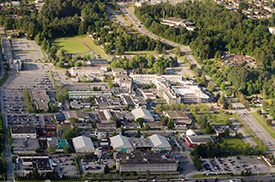Arial photo of Burnaby campus from the North side