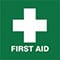 First Aid icon white on green.