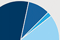 Thumbnail image of pie chart in dark blue, light blue, turquoise and sky blue..