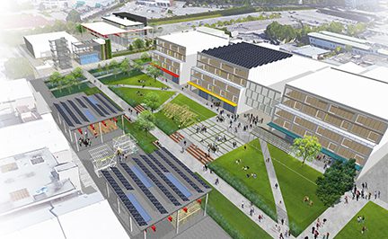 Large photo of aerial view of the BCIT burnaby campus.