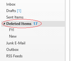Web page snippet of a menu highlighting deleted items