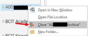 Web snippet opening PST files in Outlook