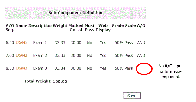 web page snippet for training in Banner Gradebook