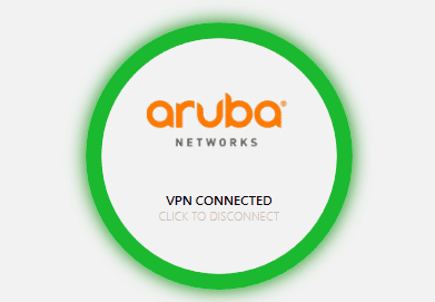 Screen shot of aruba networks vpn connected.