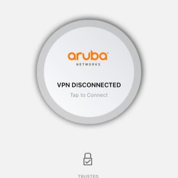 Screen shot of ios aruba via vpn "disconnected" page.
