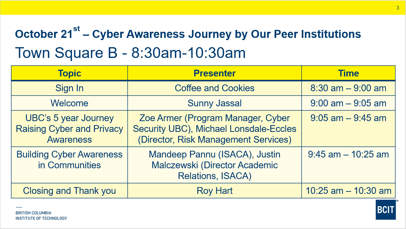 Cyber awareness info session October 21.