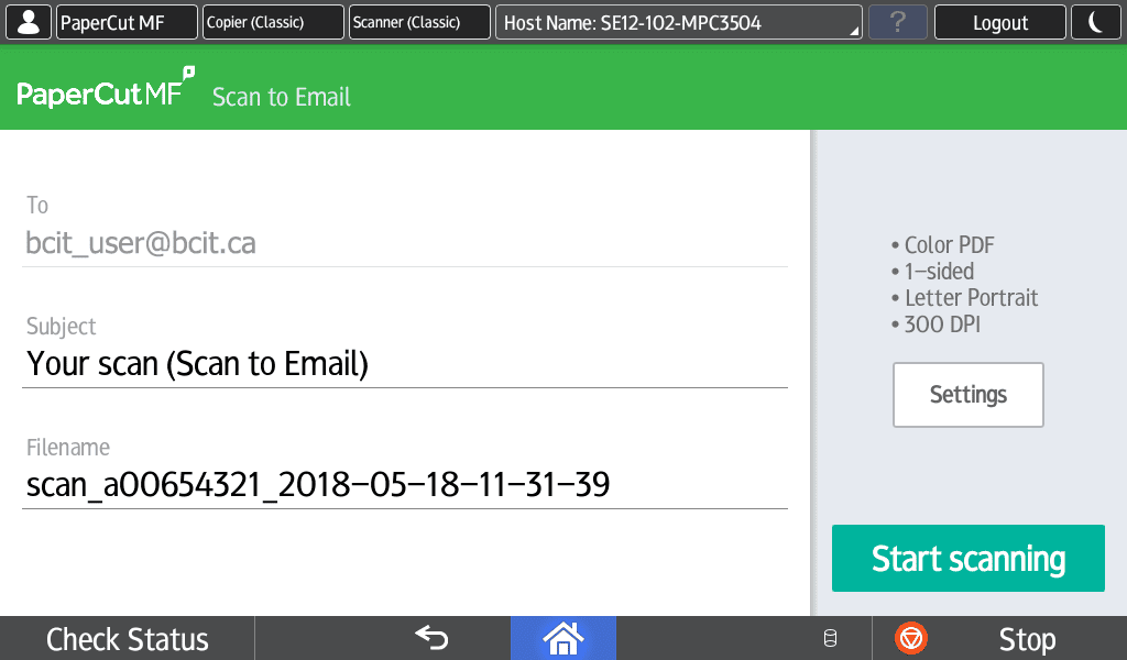Using a Ricoh MultiFunction Device (Printer) with PaperCut BCIT