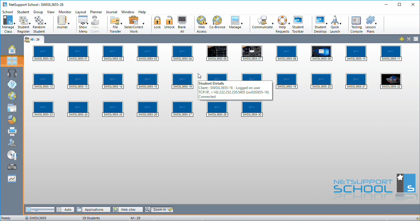 demo screen shot for NetSupport