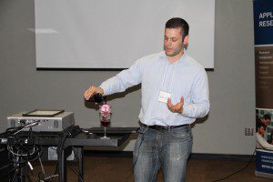 Photo of gabriel castanon and his venterossa wine aerator.