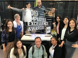 International Student Centre staff receiving a BCIT Outstanding Contribution award in 2019.