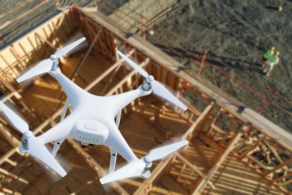 drone inspecting construction site