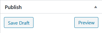 publish sidebar with the "save draft" and "preview" buttons visible