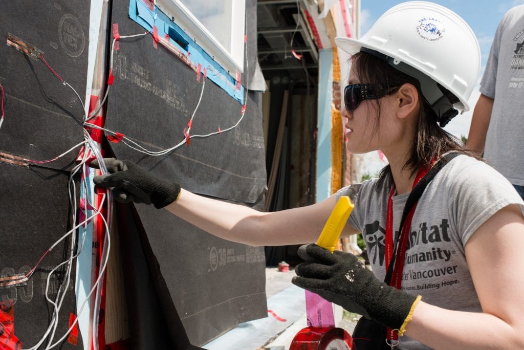 Building science student doing wiring