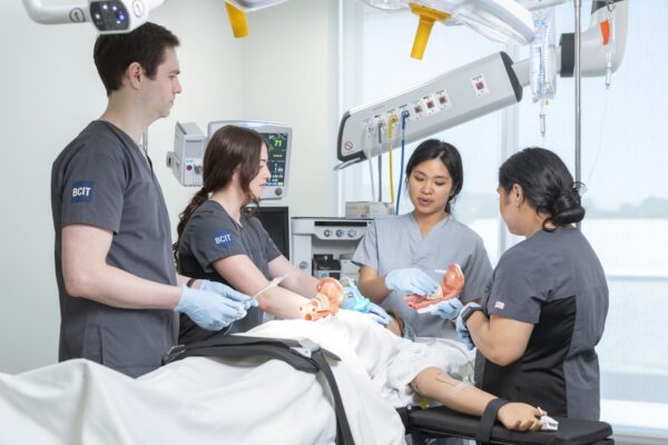 Perioperative nursing student learning hands-on in state-of-the-art simulation labs at BCITs Health Science Centre