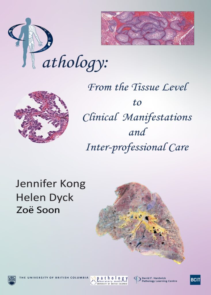 Pathology Textbook Cover with graphic images of body tissues and organ
