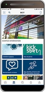 my BICT mobile app campus screen