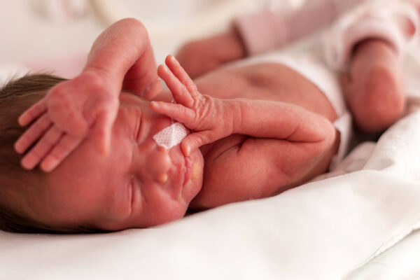 neonatal baby on a white blanket