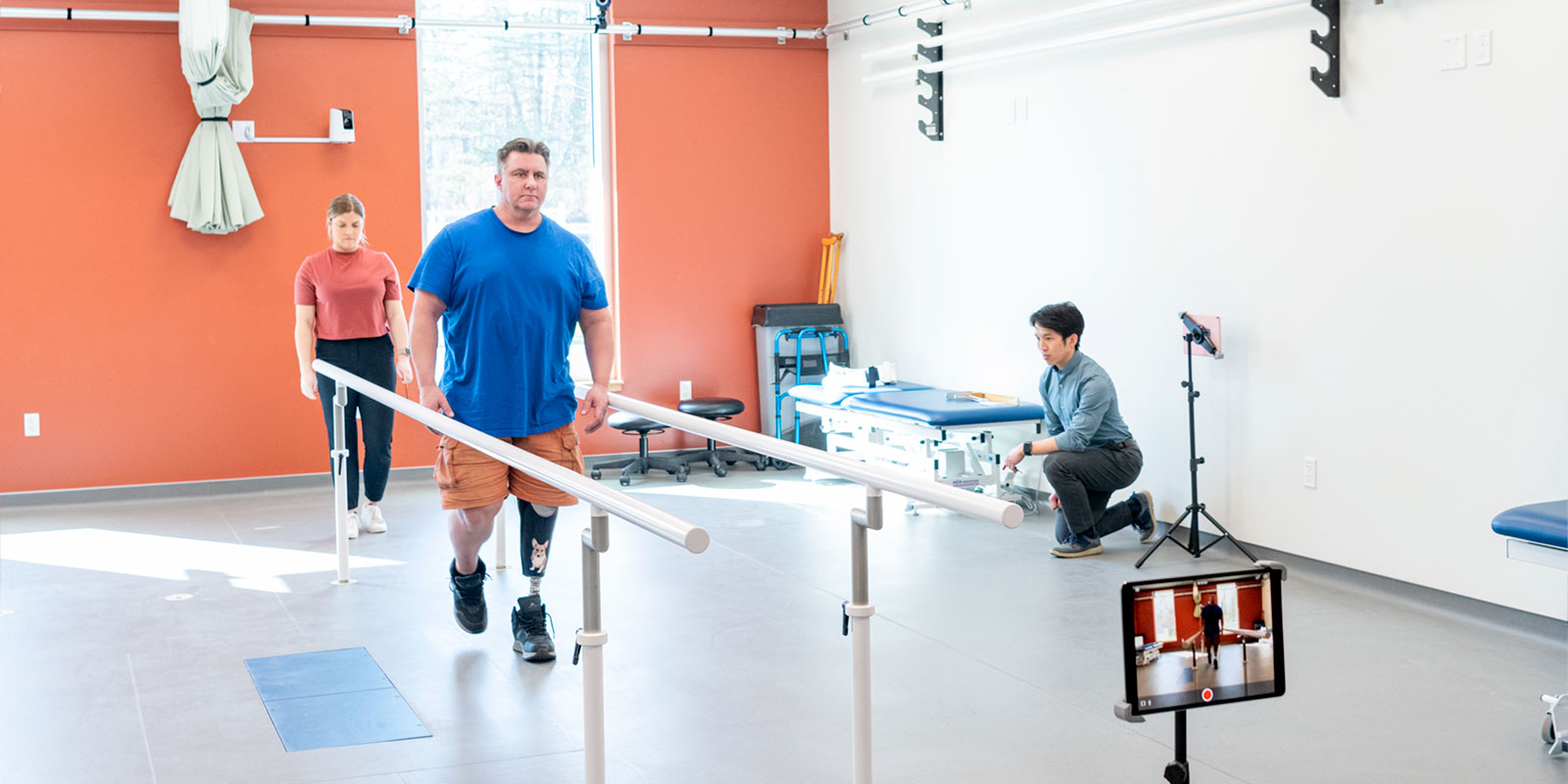 BCIT prosthetics and orthotics students helping a patient