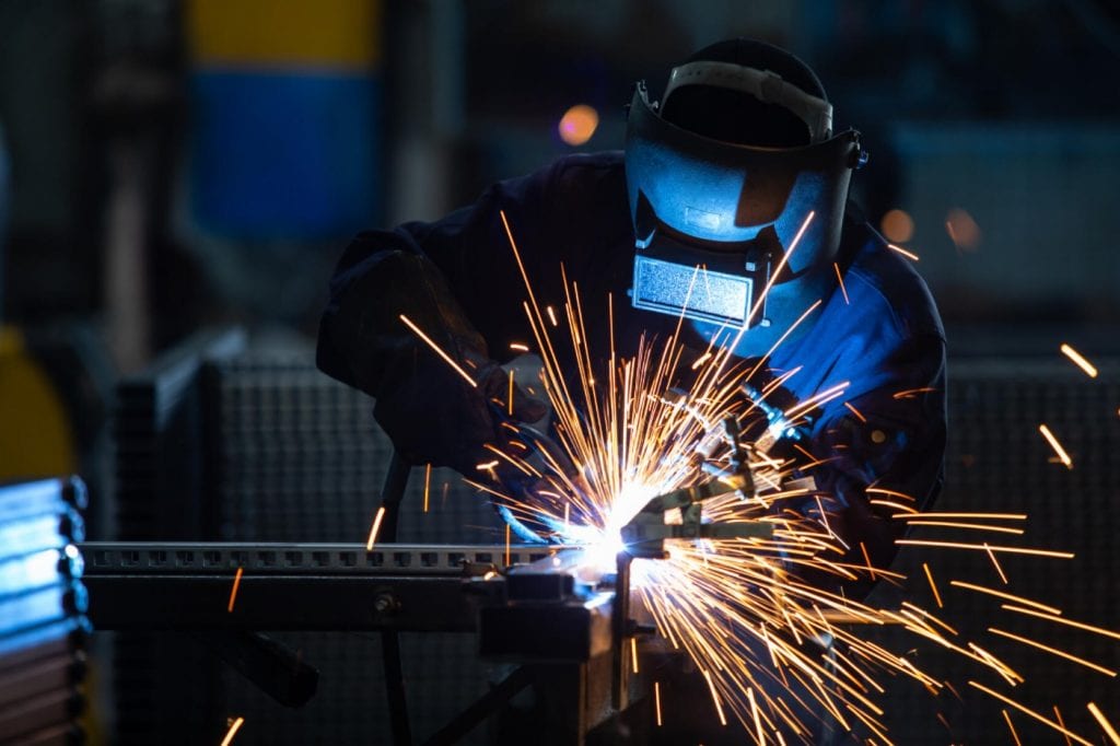 Welding with sparks coming out