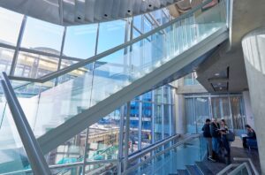 BCIT downtown campus stairwell with large windows