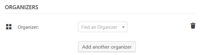 Organizers drop-down