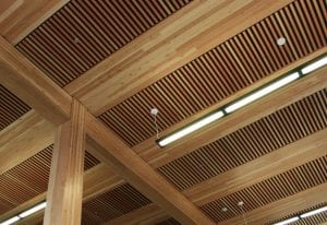 image of interior of a building constructed with mass timber elements 