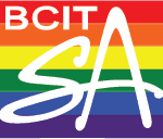 pride flag with BCIT SA written across it