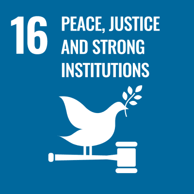 UN SDG 16 Peace, Justice and Strong Institutions Icon.