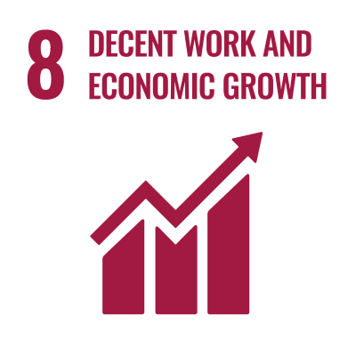UN SDG 8 Decent work and economic growth icon.