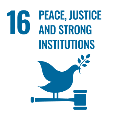 UN SDG 16 Peace Justice and strong institutions icon.