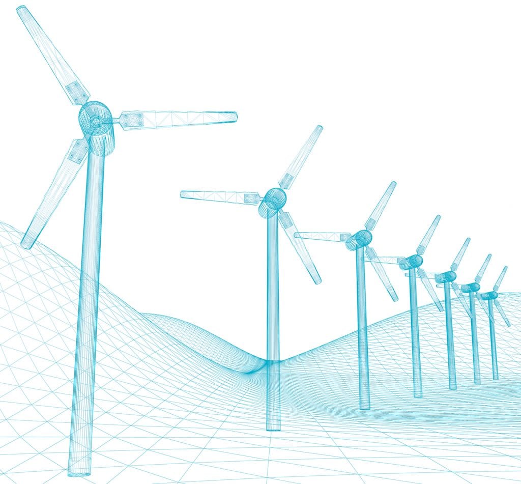 Illustration of wind turbines