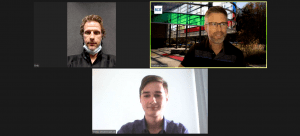 screen shot of online meeting between three people