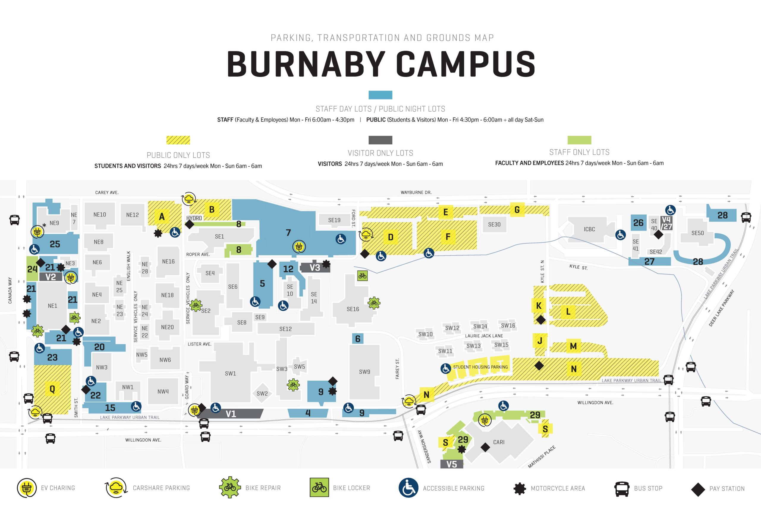 Burnaby Campus Parking Map 2021
