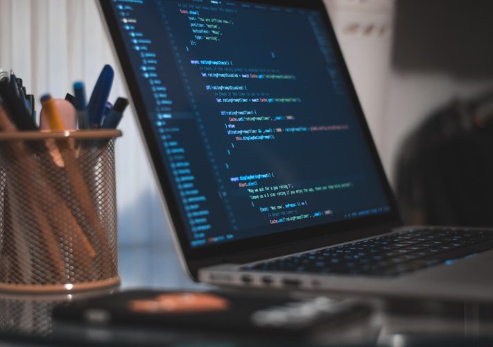 Coding on laptop