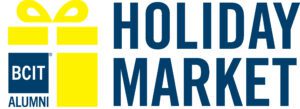 CC: Holiday Market in blue and yellow with bcit logo in yellow gift