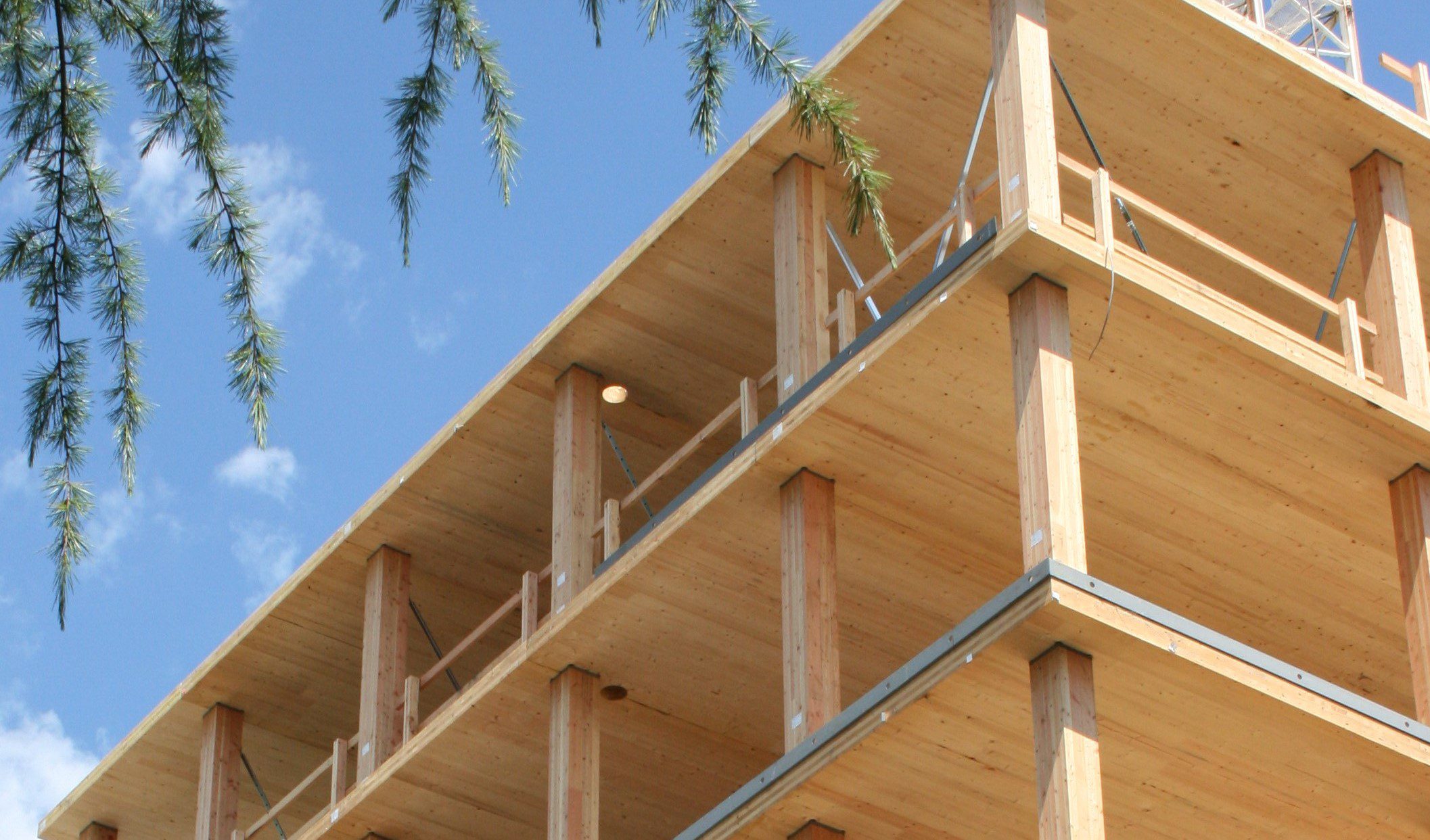 photo of mass timber building under construction