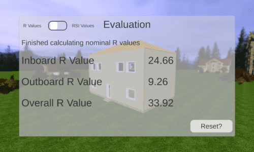 Screen from Building Envelope app thermal evaluation