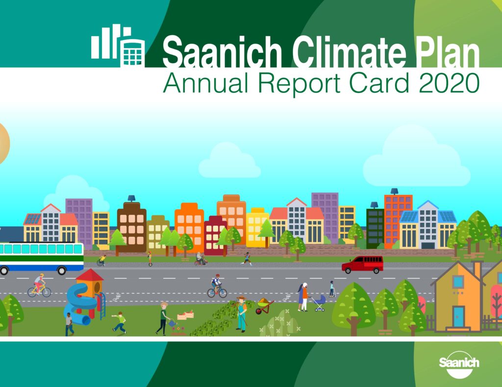 Front page image of District of Saanich Climate Plan Annual Report Card 2020.