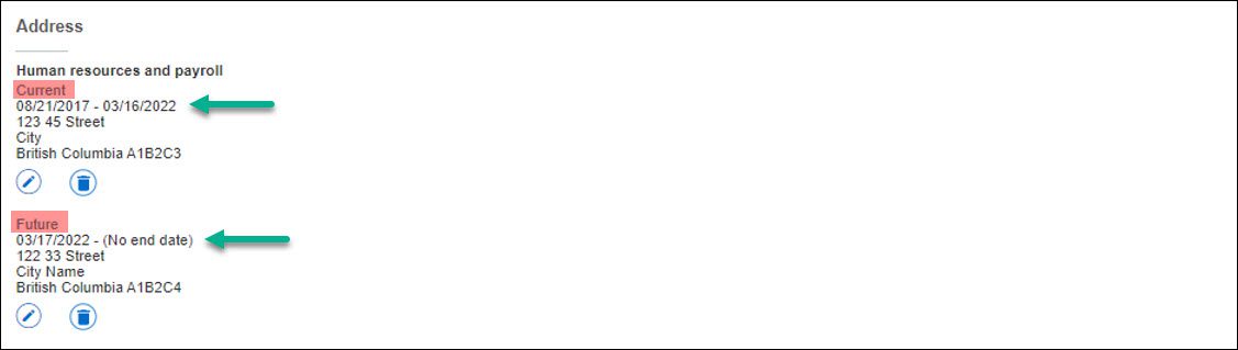 Screenshot Employee Dashboard Current and Future Address