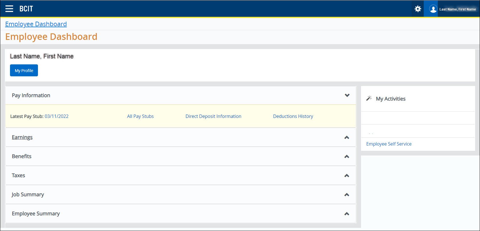 Screenshot Employee Dashboard