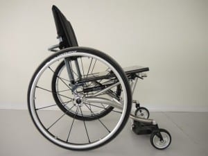 Prototype wheelchair in the typical wheeling position.