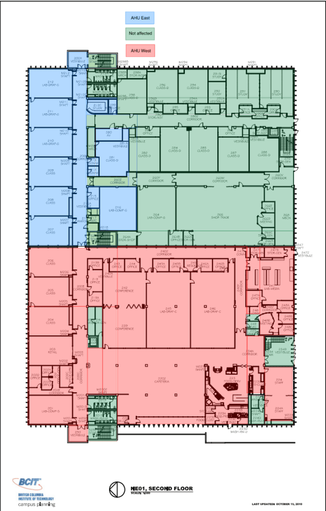 Floor 2 Affected Areas - NE1 HVAC shutdown