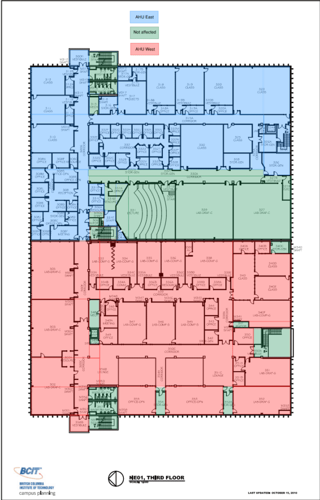 Floor 3 Affected Areas - NE1 HVAC Shutdown