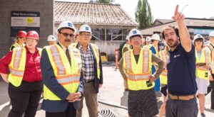 Alexandre Hebert leads a tour of BCIT sustainable areas