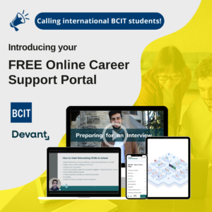 Promotional image for Devant Career Portal for international students