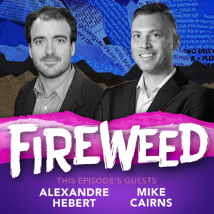 Fireweed epiosde four artwork with two males in the front wearing suits