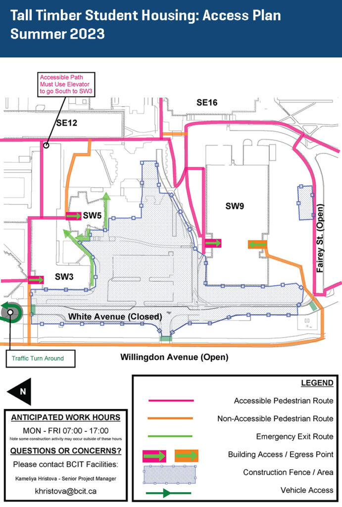 Plan of the access routes around the Tall Timber Student Housing Site- June 2023