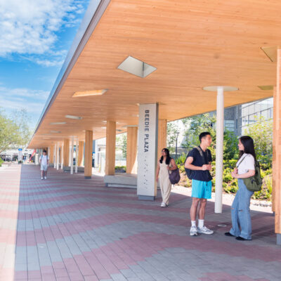 Students at the BCIT Beedie Plaza